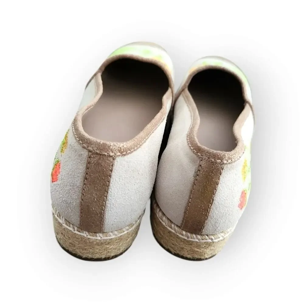 Jax & Bard Suede Floral Embroidered Platform Espadrilles 40